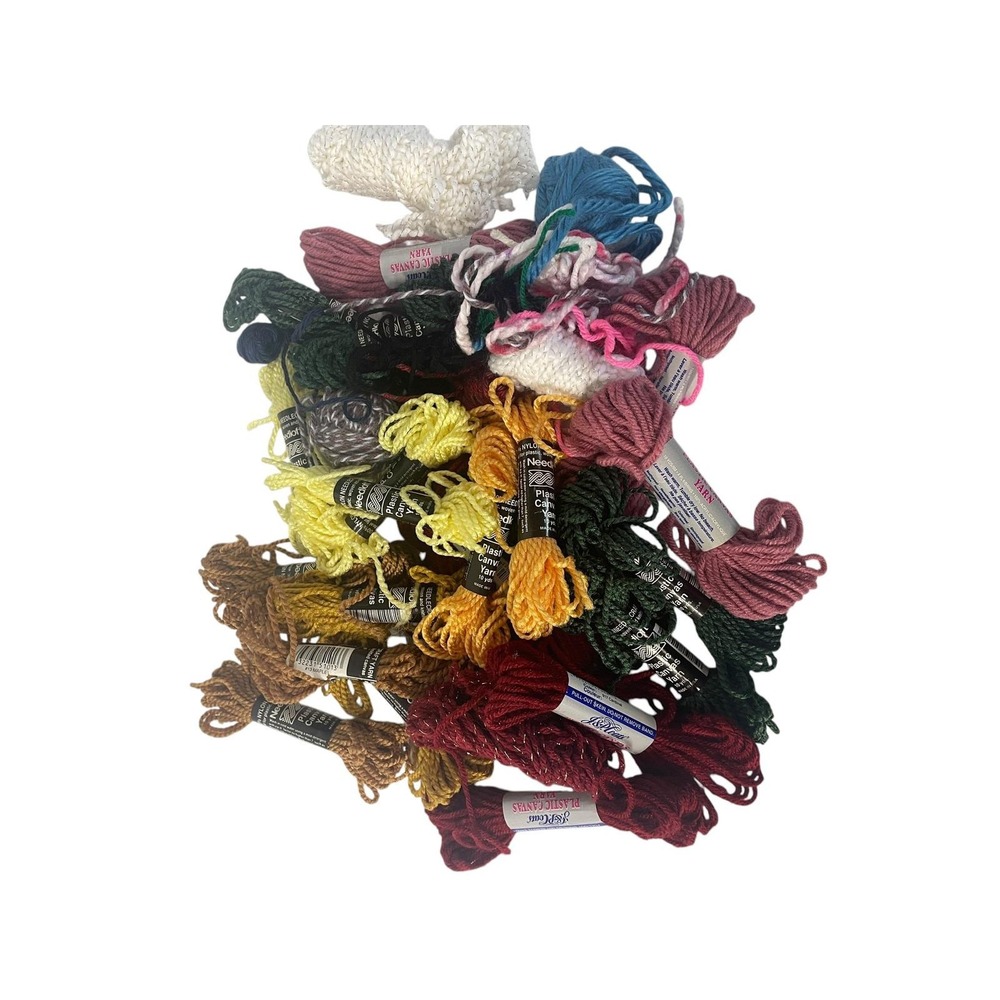 Lot of Assorted Plastic Canvas Yarn & Needlecrafts Yarn - Mixed Brands & Colors